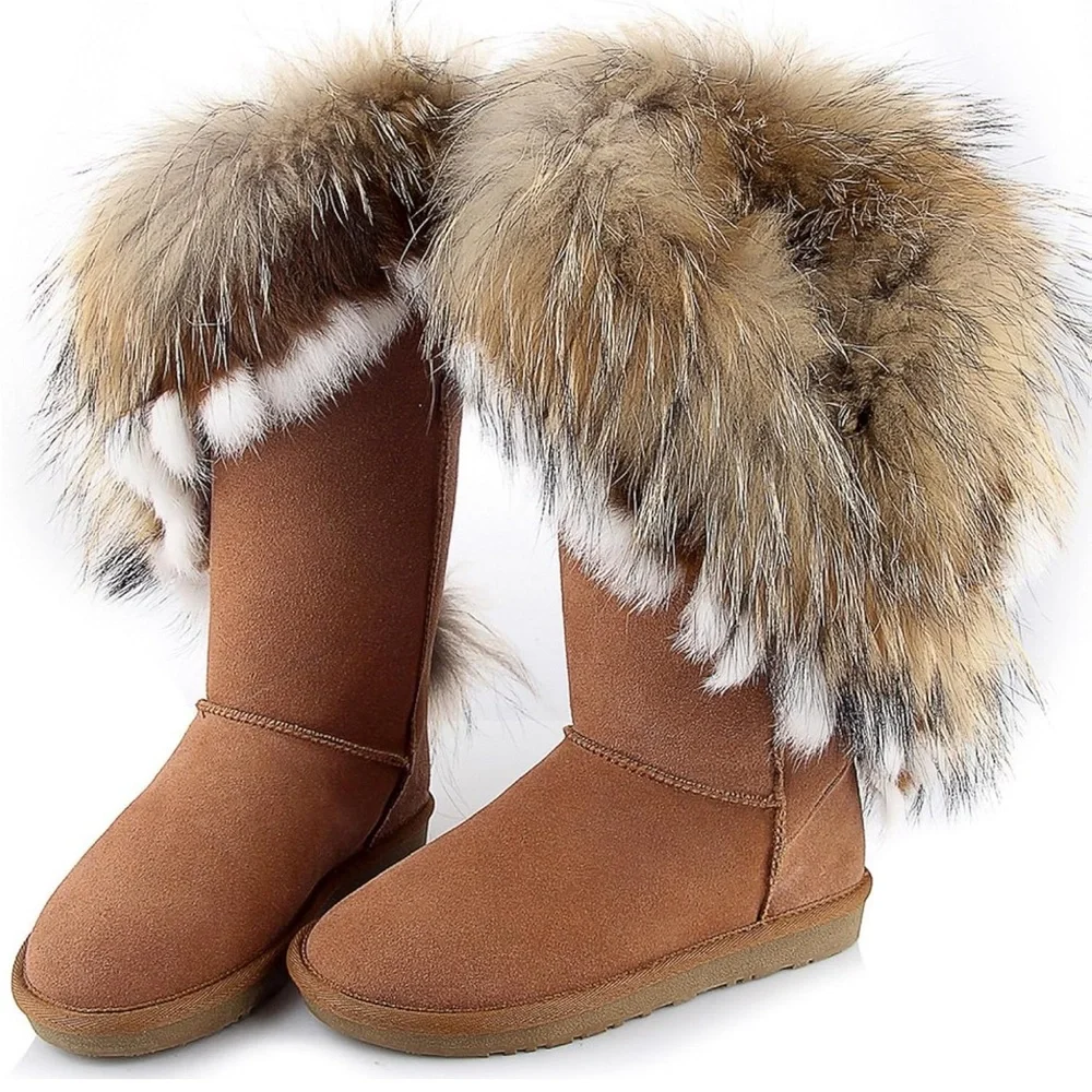 NWOT Brown Fur-Trimmed Women's Boots size 9-9.5. Fits like 8.5. never been worn